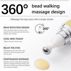Snail Peptide Eye Serum, Mucin Eye Cream, Under Eye Roller Cream to Reduce Dark Circles Puffiness Wrinkles Fine Lines, Niacinamide Eye Essence with 360° Massage Ball, Roll-On for Moisturizing Firming