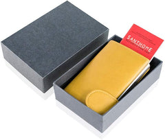 Santhome Card Holder Wallet, Mens Minimalist Slim Metal RFID NFC Blocking Contactless Card Protector Security Pop up wallet (Camel)