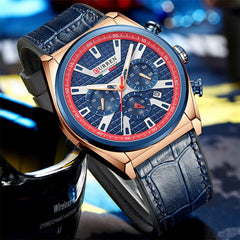 CURREN 8392 Men Quartz Watch Fashion Luxury Business Wristwatch Casual Sport Waterproof Clock Curren Watches Men - BLUE GOLD