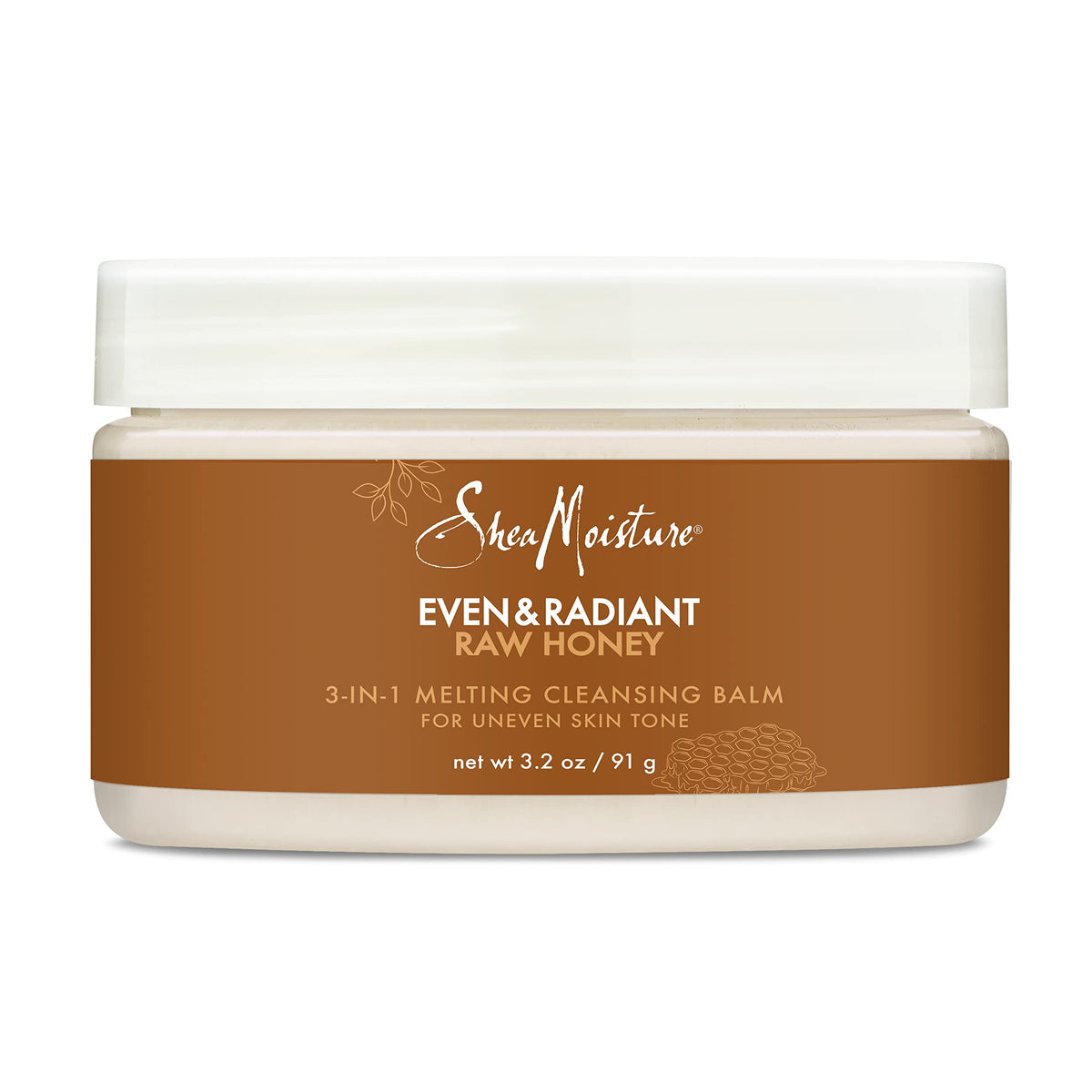 Shea Moisture Even & Radiant Facial Cleanser for Uneven Skin Tone and Dark Spots, 3-in-1 Cleansing Balm with Raw Honey, 3.2 oz