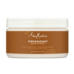 Shea Moisture Even & Radiant Facial Cleanser for Uneven Skin Tone and Dark Spots, 3-in-1 Cleansing Balm with Raw Honey, 3.2 oz