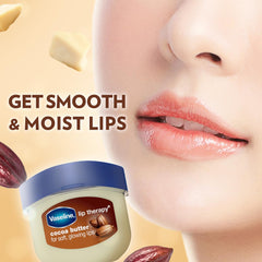 Vaseline Lip Care Cocoa Butter Lip Balm Tub With Pure Jelly & Cocoa Butter For Soft & Glowing Lips| Nourishes & Protects Lips| Non-greasy Lip Moisturizer for Naturally Tinted Lips| 7 gm