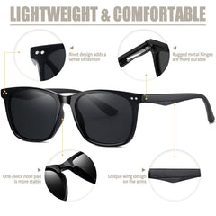 Joopin Polarized Sunglasses for Women UV Protection Classic Square Vintage Shades of Men Driving Fishing Traveling Lightweight Glasses