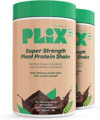 PLIX - THE PLANT FIX Strength Vegan Protein Powder 2 KG (Chocolate) Pea Protein Isolate and Brown Rice Blend, 25 g Protein, No Added Sugar, Gluten free