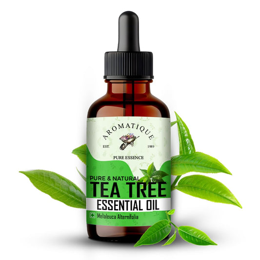 Aromatique Tea Tree Oil For Face 100% Pure,Best Therapeutic Grade Tea Tree Essential Oil For Skin Acne, Hair -30Ml Beige