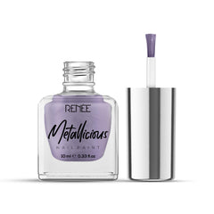RENEE Metallicious Nail Paint - Lilac Haze 10ml, Quick Drying, Metallic Finish, Long Lasting, Chip resisting Formula with High Shine & Full Coverage, Acetone & Paraben Free