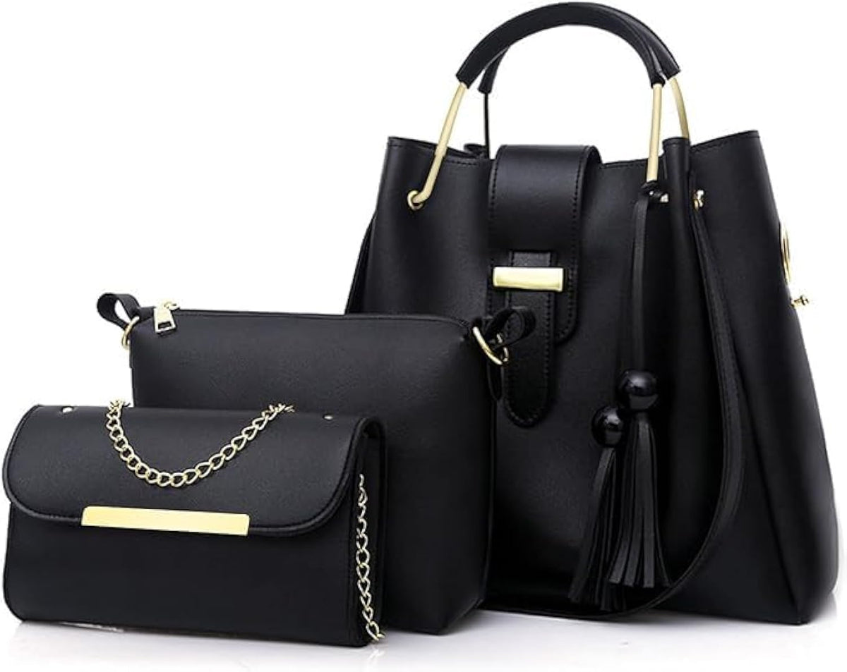 Homarket Purses and Handbags 3PACK for Women Fashion Ladies PU Leather Top Handle Satchel Shoulder Tote Bags