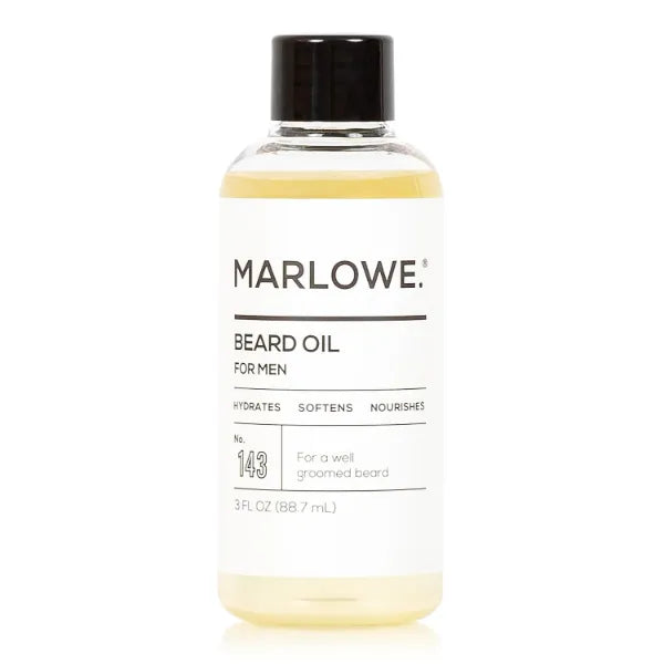 MARLOWE. No. 143 Beard Oil 3 oz, Conditioning Oil for Men, Softer & Fuller Beard Care, 100% Natural Softener with Sunflower & Safflower Oils, Conditions & Nourishes, Fragrance Free
