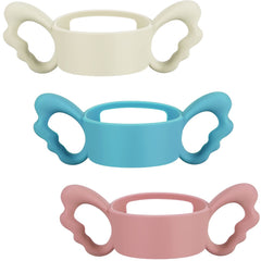 3 Pieces Baby Silicone Bottle Handles Natural Baby Bottle Handle Wide-Neck Baby Feeding Handle Easy Carry Handle Lightweight Bottle Handle for Baby Small Hand Gripping Design (Pink, Off-White, Blue)