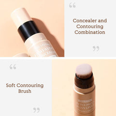 MAKINGTEC 2 PCS Contour Highlighter Stick with Brush -Bronzer Pen, Face Brightens Shades Pencil, Highlighting Shade, Highlight Shaping Stick, Waterproof, Longwear Makeup(01 and 04)