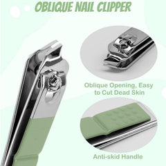 7Pcs Manicure Set Nail Clippers Kit, Stainless Steel Nail Cutter Trimmer Manicure Beauty Tools, Travel Nail Pedicure Kit Grooming Kits with Travel Pack, Nail Care Manicure Kit for Women Men (Green)