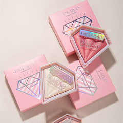 5 Color Diamond Highlighter Palette - Shimmer Powder, Glitter Bronzer, Waterproof, Long Lasting (05 Pink)