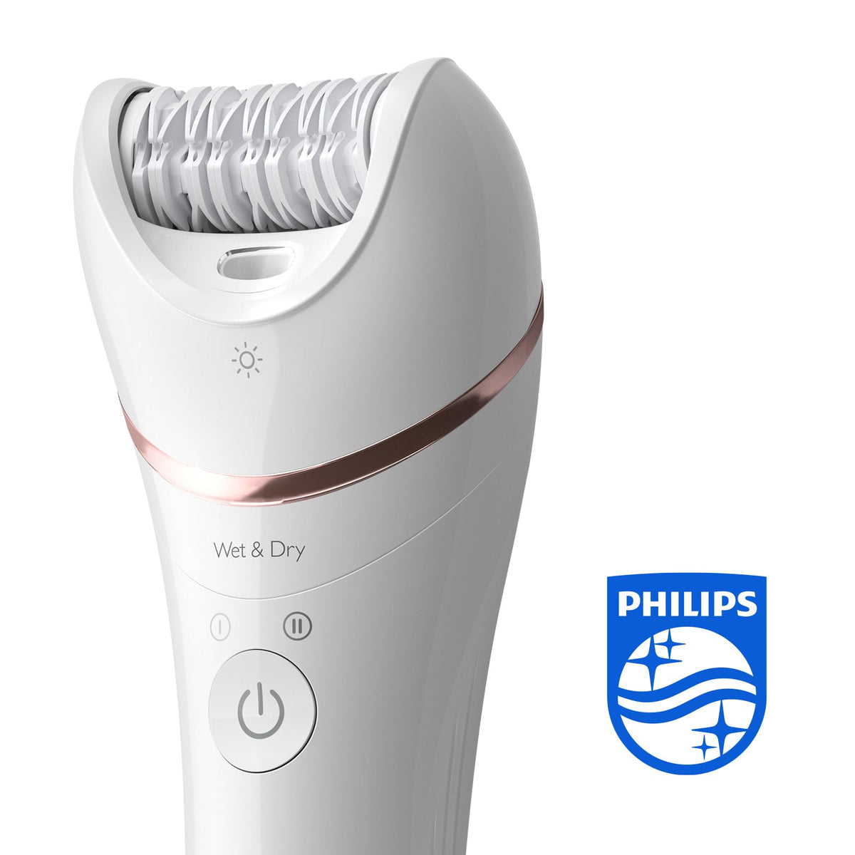 Philips Series 8000 Epilator, Wet And Dry Cordless Hair Removal And Skin Care System, For Legs, Body With 9 Accessories Including Shaver Head And Pedicure Foot File Bre740/11, White