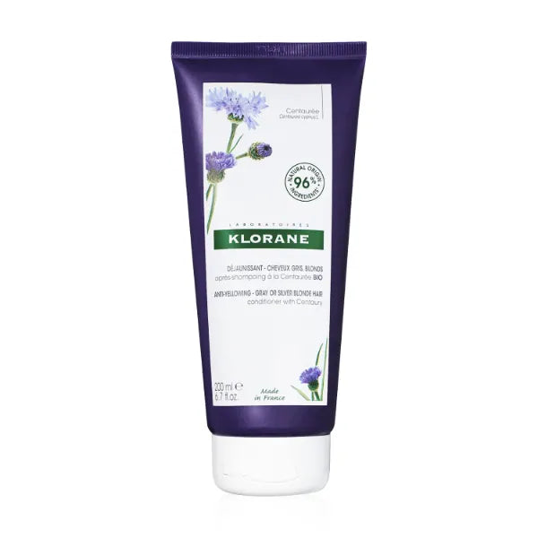 Klorane Plant-Based Purple Conditioner with Centaury, Brightens Blonde, Gray or White Hair, Neutralizes Unwanted Yellow and Copper Tones, Paraben, Silicone and Sulfate Free, 6.7 fl.oz