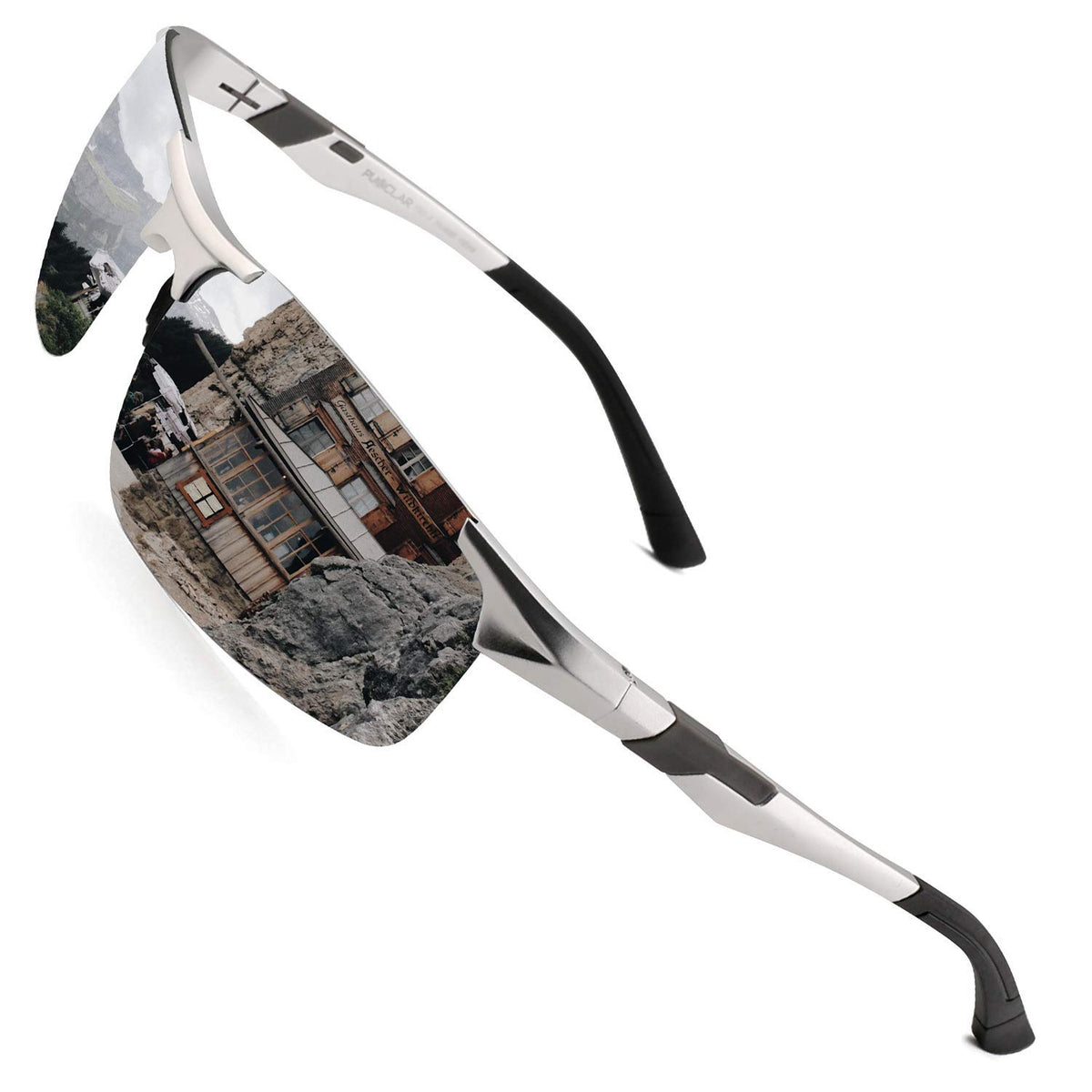 PUKCLAR Mens Driving Sunglasses Polarized Sports Sunglasses Al-Mg Metal Frame Cycling Fishing Golf Goggles