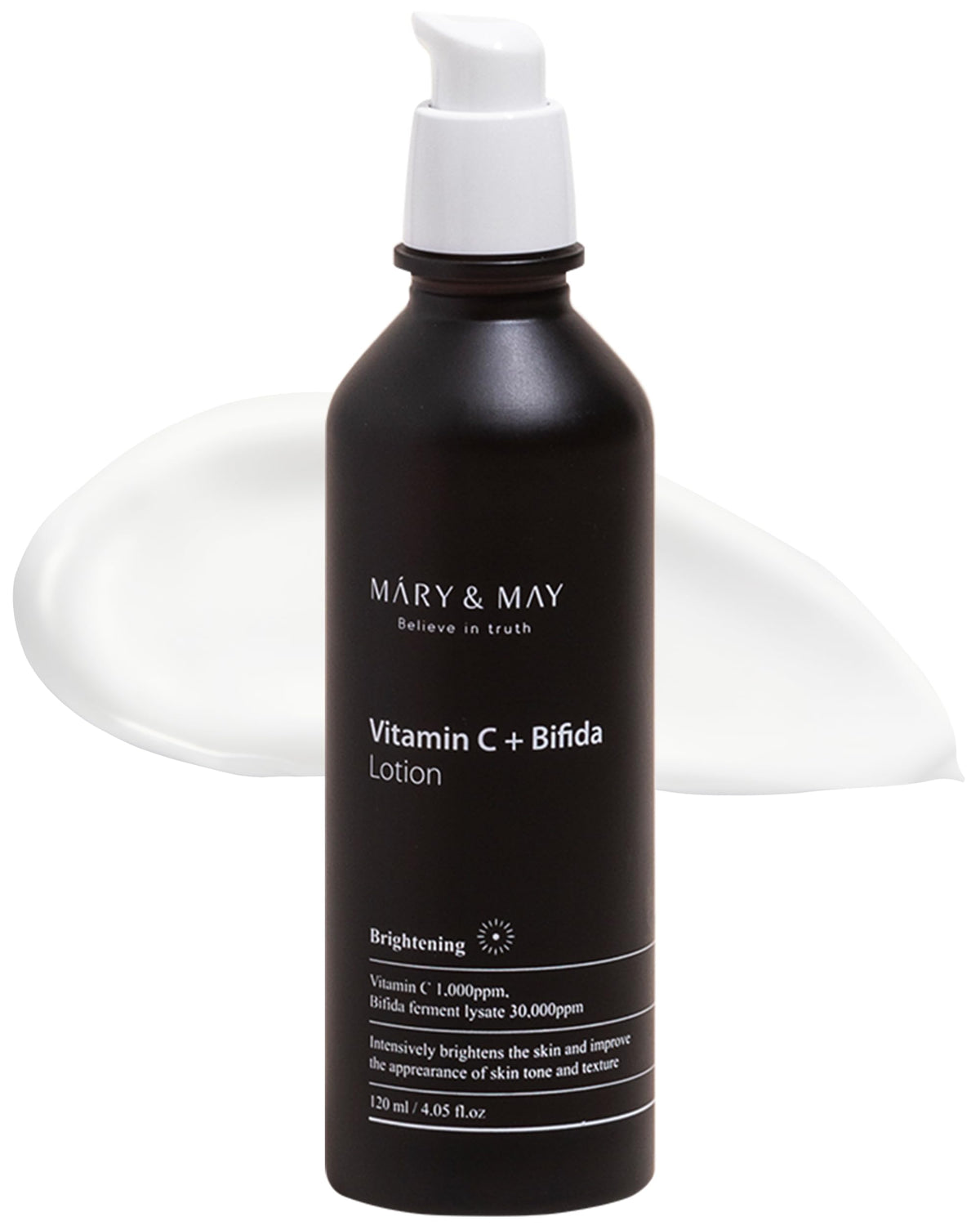 Mary&May Vitamin C + Bifida Lotion, 30,000ppm Bifida fermentation with 1,000ppm Vitamin C to brighten dull skin and moisturization - 4.05 fl oz