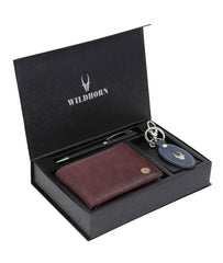WildHorn® RFID Protected Genuine Leather Wallet & Gift Combo for Men - MULTICOLOR