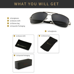 SUNGAIT Men's Polarized Square Aviator Sunglasses Durable Metal Frame for Fishing Driving Golf 100% UV Protection