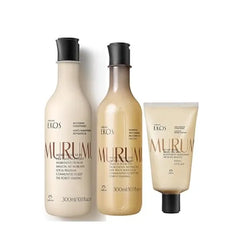 Natura Murumuru Hair Repair Trio Bundle Anti Damage Shampoo, Restoring Conditioner & Leave In Cream Deep Reconstruction, Frizz Control & Hydration Free Hair Care