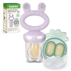 Haakaa Baby Fruit Food Feeder Pacifier | Milk Frozen Set | Silicone Feeder and Teether for Infant Safely Self Feeding, BPA Free Teething Relief Toy (Lavender)