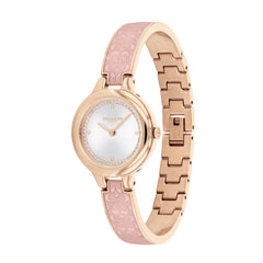 COACH WOMEN'S SILVER WHITE DIAL IONIC PLATED CARNATION GOLD STEEL BRACELET WATCH - 14504331