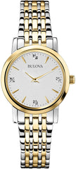 Bulova Classic Quartz Ladies Watch, Stainless Steel Diamond - Two-Tone Yellow Gold