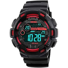 SKMEI Multiple Time Zone Digital Watch Waterproof - Black Red