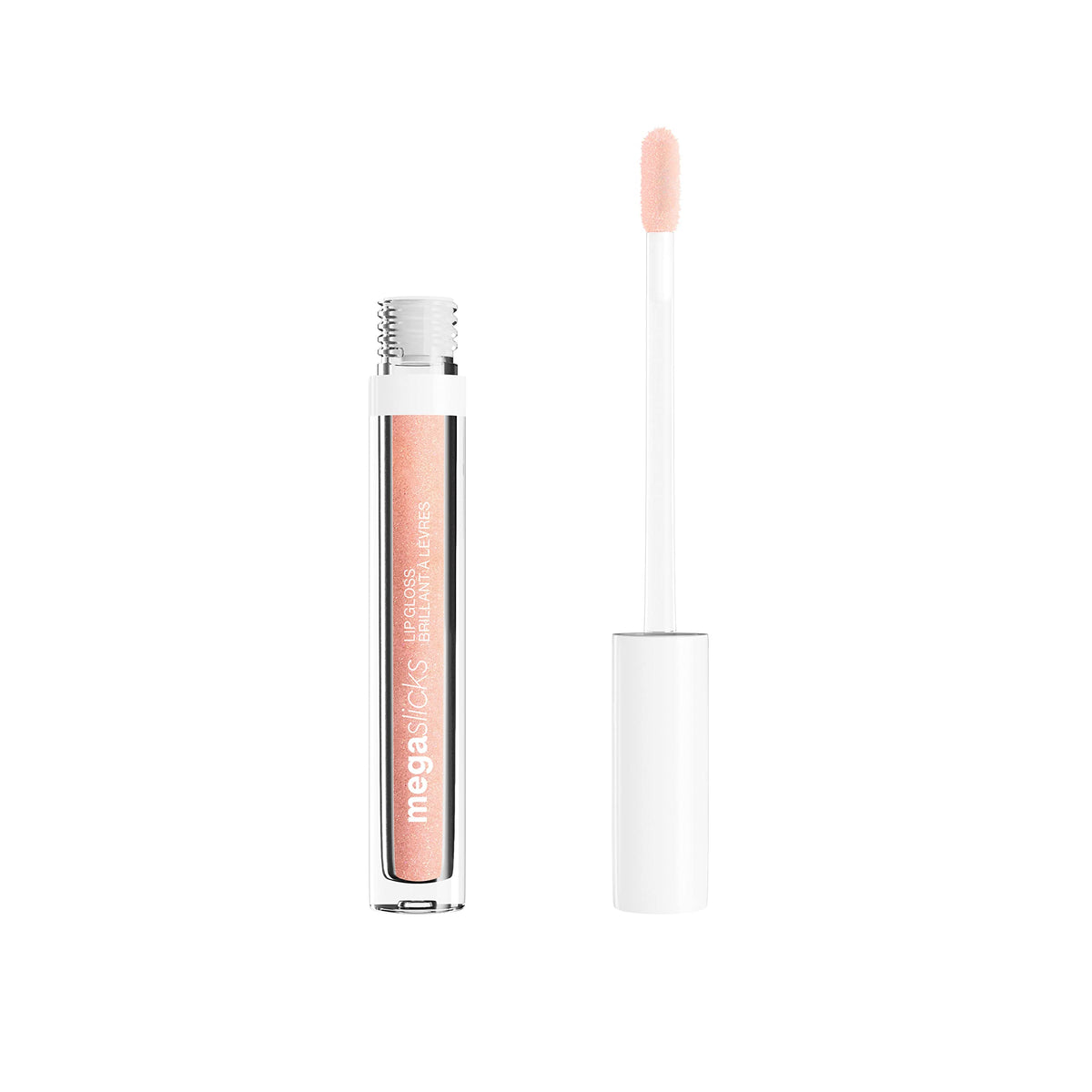 Wet n wild, Mega Slicks Lip Gloss, Extra-shiny Lip Gloss with Light and Bright Texture for Soft and Full Healthy-looking Lips, Upgraded Formula with Hyaluronic Acid and Collagen, Pink Champagne Please