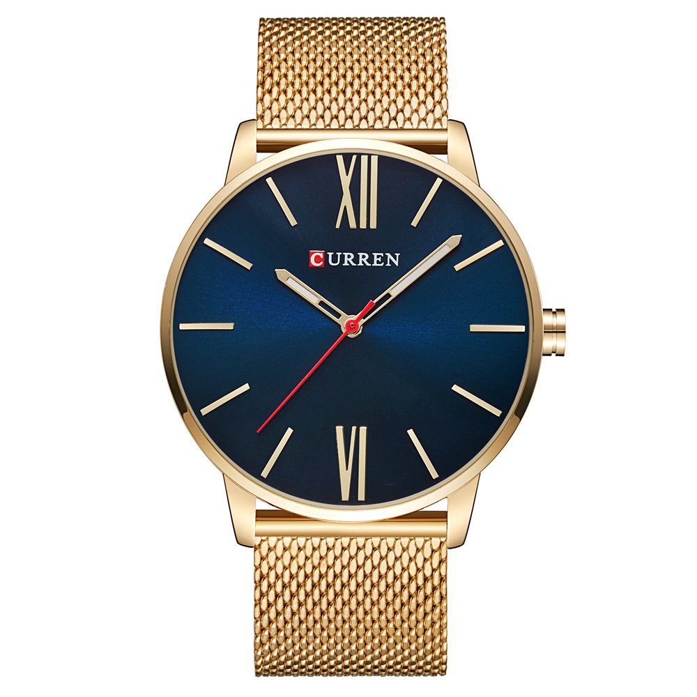 CURREN Mens Watch Classic Sport Watch with Golden Band