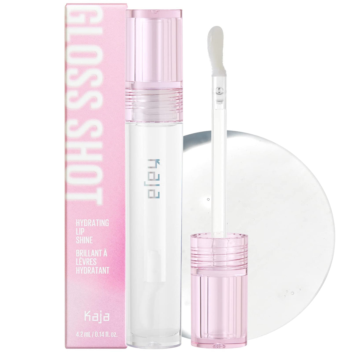 Kaja Lip Balm - Gloss Shot - Crystal Clear Nude Beige Lip Gloss with White Pearls - High Shine Sheer Hydrating Non-Sticky Juicy Plumper Lips with Jojoba Oil Shea Butter 0.14 FL Oz
