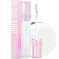 Kaja Lip Balm - Gloss Shot - Crystal Clear Nude Beige Lip Gloss with White Pearls - High Shine Sheer Hydrating Non-Sticky Juicy Plumper Lips with Jojoba Oil Shea Butter 0.14 FL Oz