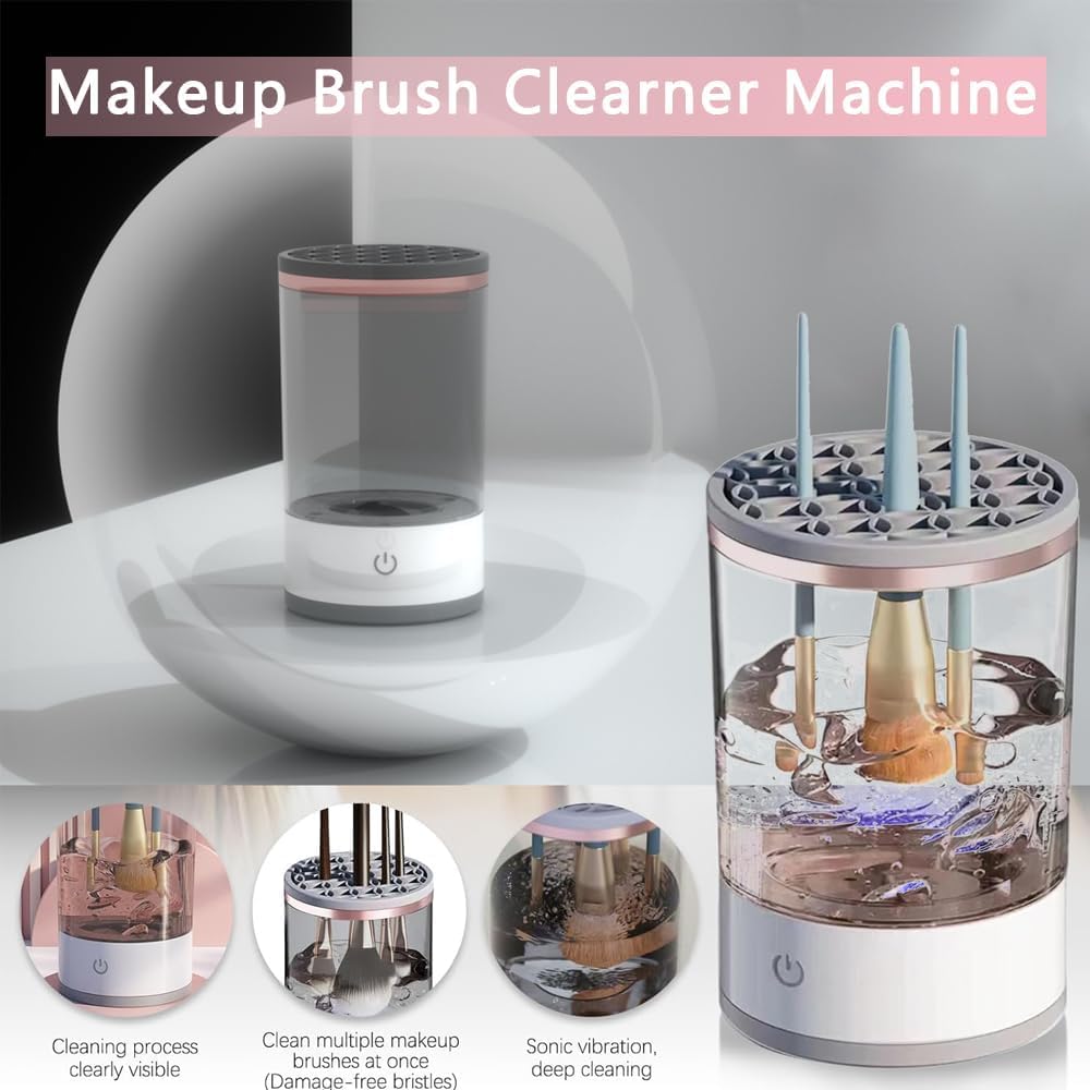 APLIKJA Electric Makeup Brush Cleaner,USB Automatic Cosmetic Brush Cleaner,Upgraded Electric Makeup Brush Cleaner for All Size Beauty Makeup Brushes,Auto-Rotating Brush Cleaner Deep Cleaning