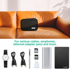BIGTHREE Electronics Accessories Organizer Bag, Waterproof Cable Organiser Bag, Universal Carry Travel Gadget Bag Holiday Essentials for Men Women for USB Cable Drive, SD Card, Charger Hard Disk