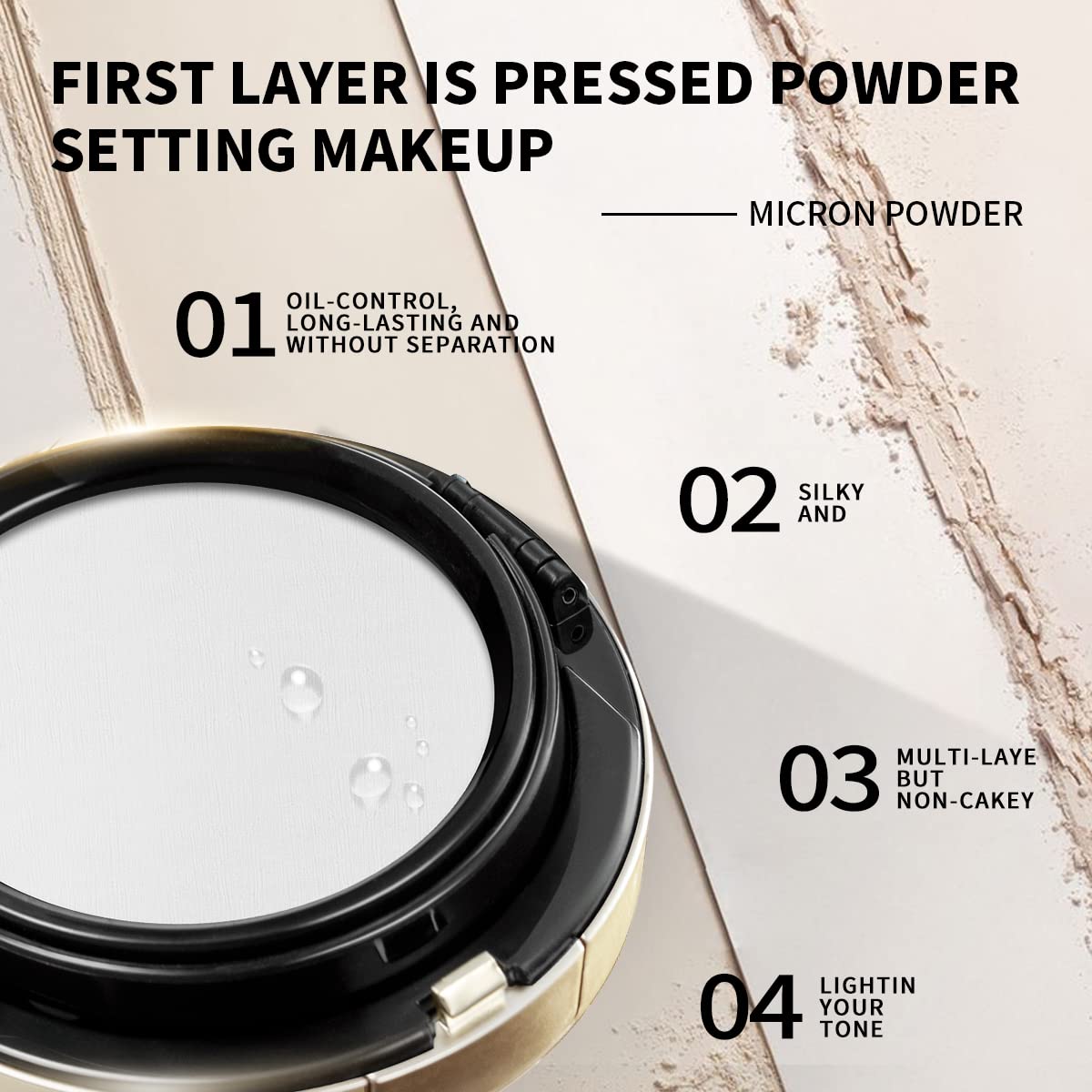 CATKIN SUMMER X PALACE 2-IN-1 Cushion Foundation, Lightweight Pressed Setting Powder, Matte Flawless Finish Foundation for Oily Skin with Refill 19.5g (C02)