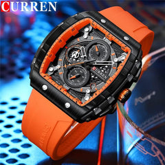 Men's waterproof chronograph watch with silicone strap, 8442 - Black