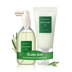 AROMATICA Rosemary Root Enhancer And Scalp Scrub Korean Hair Care Set - Rosemary Water Spray and Scalp Exfoliator for Dry Scalp Treatment, Rosemary Oil Scalp Care, valentines day gifts