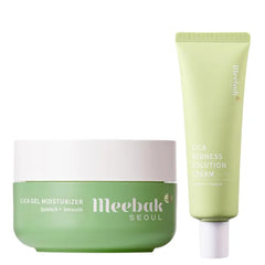 Meebak Lightweight Hydration & Redness Relief Duo – Cica Gel Moisturizer and Redness Solution Cream Lite – Calm, Even, and Moisturize Sensitive Skin – Korean Skincare Bundle