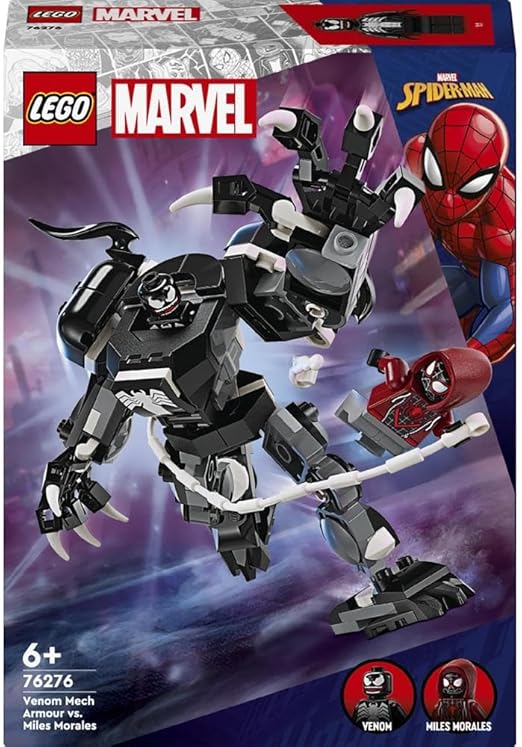 LEGO Marvel Venom Mech Armour vs. Miles Morales, Posable Spider-Man Toy Action Figure for Kids, Spidey Building Set with Minifigures, Super Hero Gifts for Boys and Girls Aged 6 Plus 76276