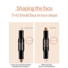 SOMGKIN Highlight Contour Stick, 2 in 1 Makeup Shading Stick, Face Highlighters Sticks, Concealer Contour Highlighter Stick,Cruelty Free Makeup,double-end face concealer contouring sticks cream (02)