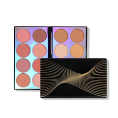 Azonee Blush Contour Highlighter Makeup Palette with Brush, 16 Colors Shimmer Face Blush Powder for Cheek, All-In-One Face Sculpting Blusher Palette