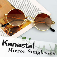 KANASTAL Hippie Round Polarized Sunglasses for Women Men, Small Circle Sun Glasses Classic Vintage Retro Shades Metal Frame UV400 Protection