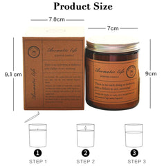 Aromatherapy Candle Set Soy Wax Scented Candles Large Brown Jar Candle 3 Pack Long Burning Time Lasting Fragrance for Home Scented Aromatherapy Festival Gifts Set- Lavender Sandalwood Rose Scents