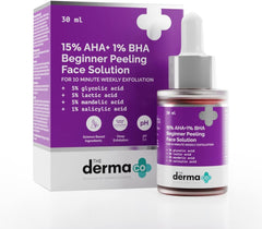 The Derma Co 15% AHA + 1% BHA Beginner Face Peeling Solution for 10-Minute Weekly Exfoliation - 30ml