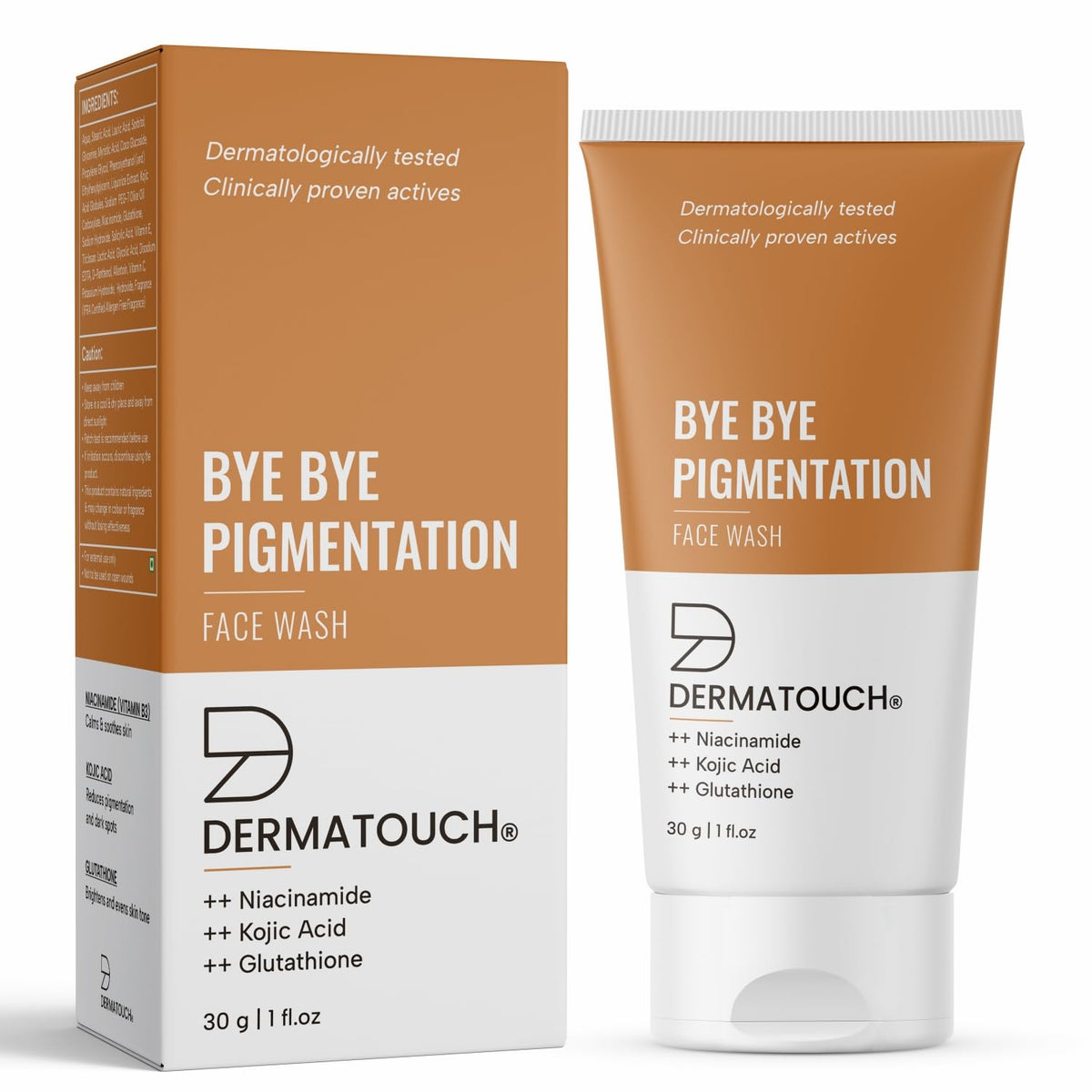 DERMATOUCH Bye Bye Pigmentation Face Wash || Anti Pigmentation Face Wash for Women/Men with Niacinamide, Kojic Acid, & Glutathione - 30.00 g (Pack of 1)