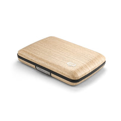 Aluminium Smart Case V2 Wallet - Metal Clasp - RFID Blocking Card Holder - Holds up to 10 Cards and Banknotes - Covering Wood Imitation Bamboo