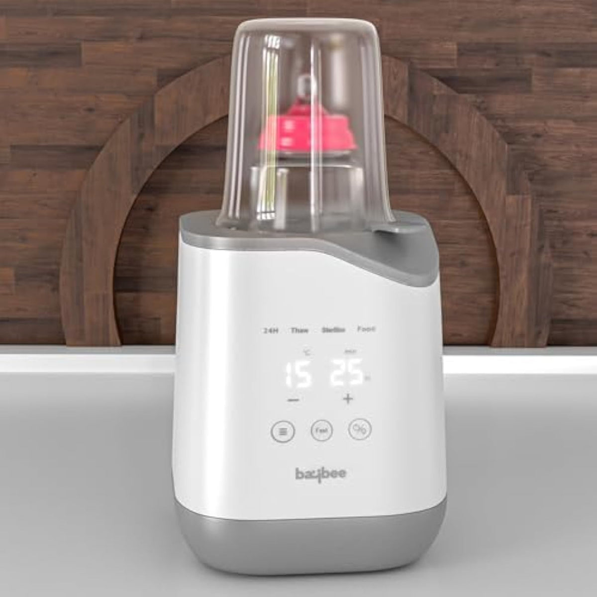 Baybee 5 in 1 Baby Bottle Warmer & Sterilizer | Electric Baby Food, Water & Milk Heater & Defrost with LCD Temperature Display, Smart & BPA Free Nipple, Single Feeding Bottle Sterilizer (Grey II)