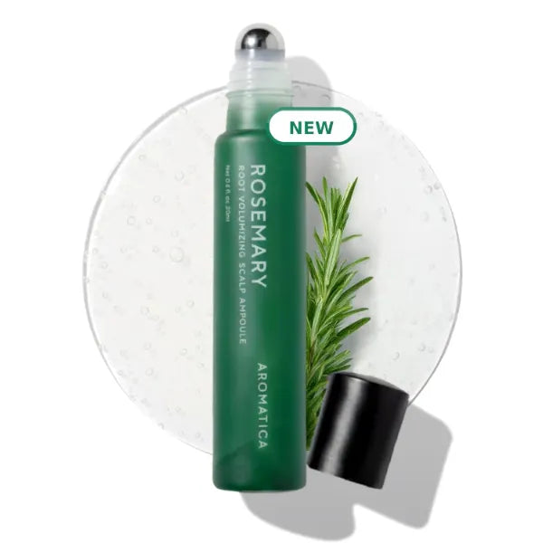 AROMATICA Rosemary Root Volumizing Scalp Serum, Hair Growth Serum Roll on, Caffeine 10,000ppm & Rosemary Essential oils 1,400 ppm, Cooling Scalp Korean hair care, Silicon/Paraben/Sulfate‑Free (0.67oz)