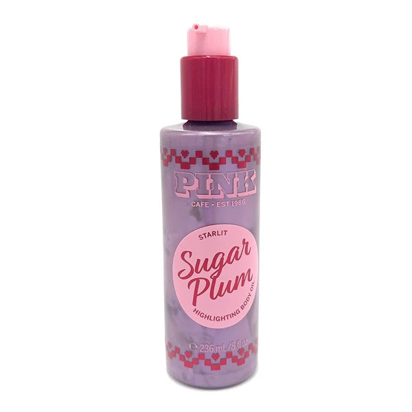 Victoria's Secret PINK Sugar Plum Limited Edition Highlighting Body Oil, Glow-Boosting, Fruity and Festive Holiday Scent, 8 fl oz