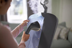 Versuni Philips EasyTouch Stand Steamer - 2000W, 40 g/min Continuous Steam, 3 Steam Settings, 2L Water Tank, Easy Rinse Descaling, Large Steam Plate, Black (STE3170/80)