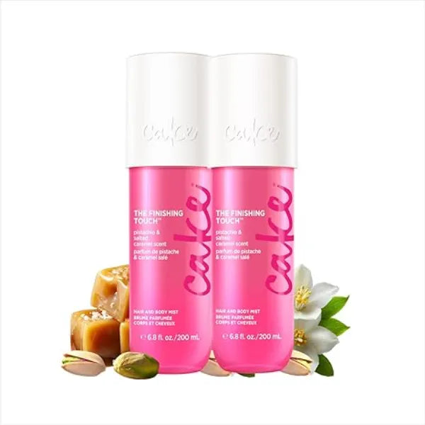 Cake Beauty Hair & Body Mist, The Finishing Touch Pistachio & Salted Caramel Scent Infused with Vitamin E & Argan Oil For All Skin & Hair Types 2 Pack